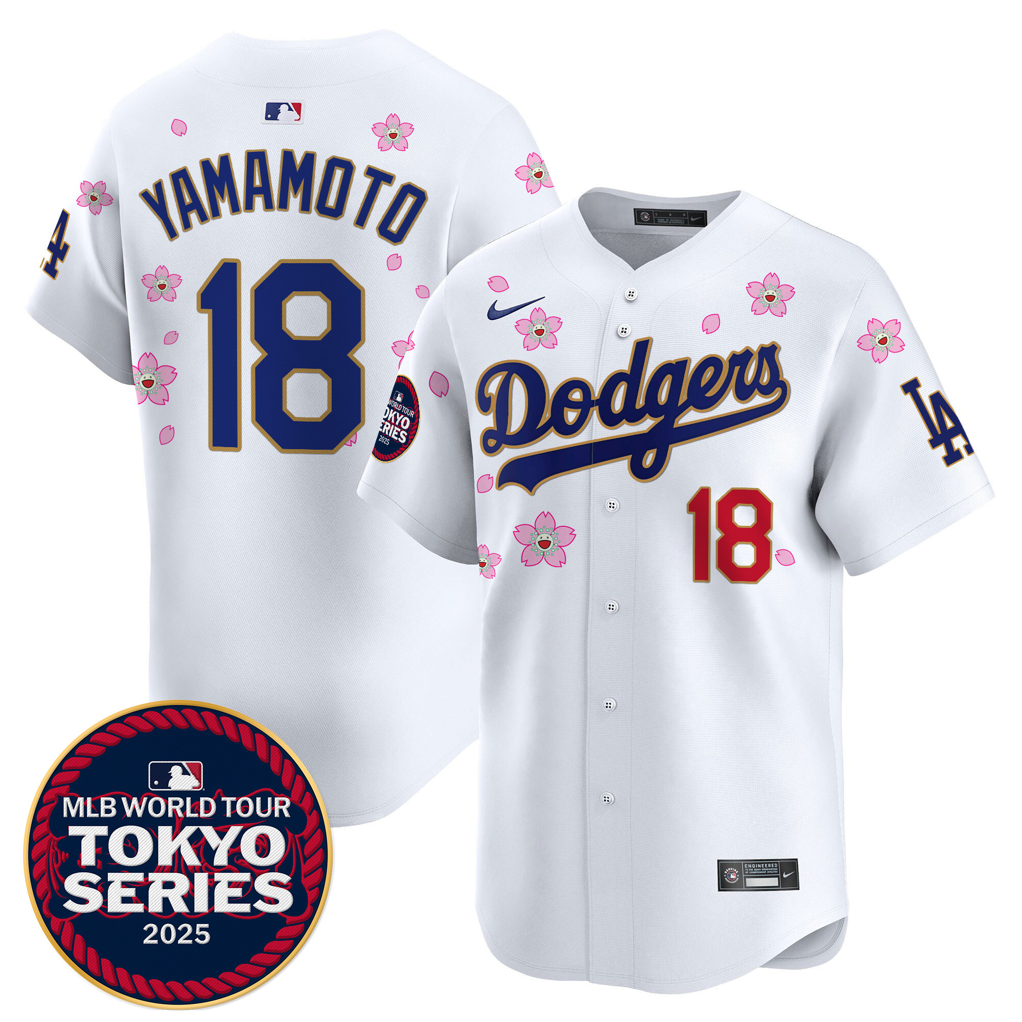 Men Los Angeles Dodgers #18 Yamamoto Tokyo Series  white Limited Stitched 2025 Jersey style 8->los angeles dodgers->MLB Jersey